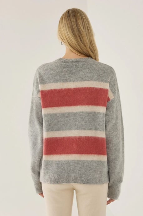 Lockere Passform Bunter Gestreifter Pullover - Image 5