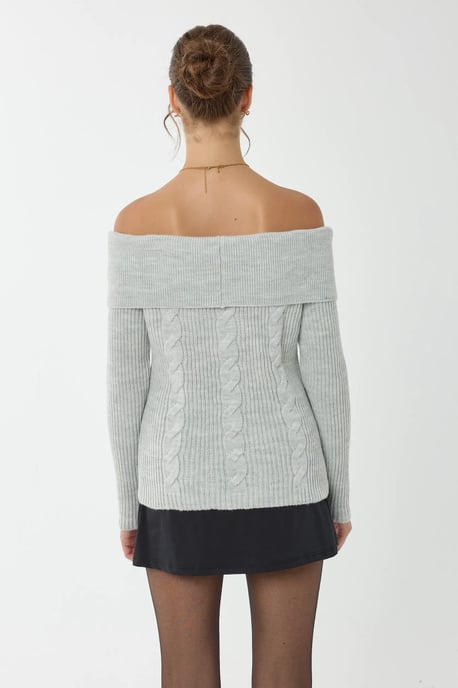 Hiccup Schulterfreier Strickpullover - Grau - Image 5