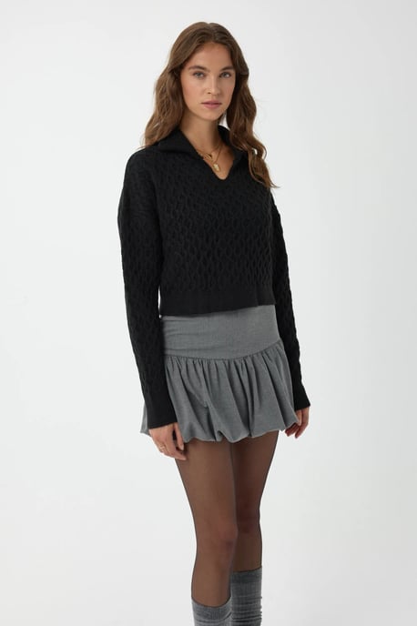 Strickpullover mit strukturiertem Muster und Hemdkragen - Image 2