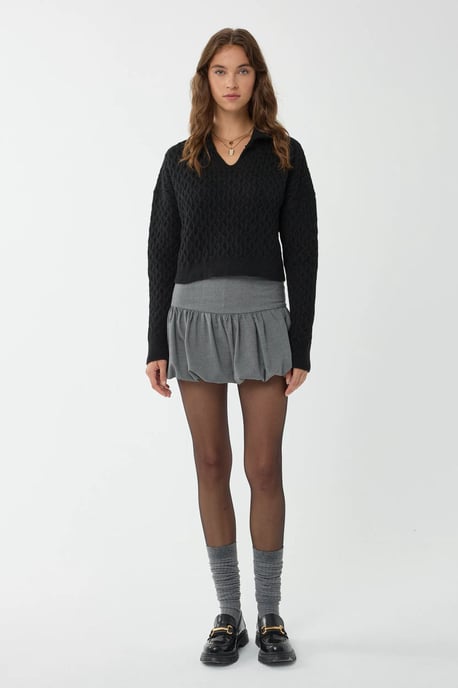 Strickpullover mit strukturiertem Muster und Hemdkragen - Image 3
