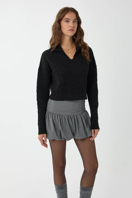 Strickpullover mit strukturiertem Muster und Hemdkragen - Image 4