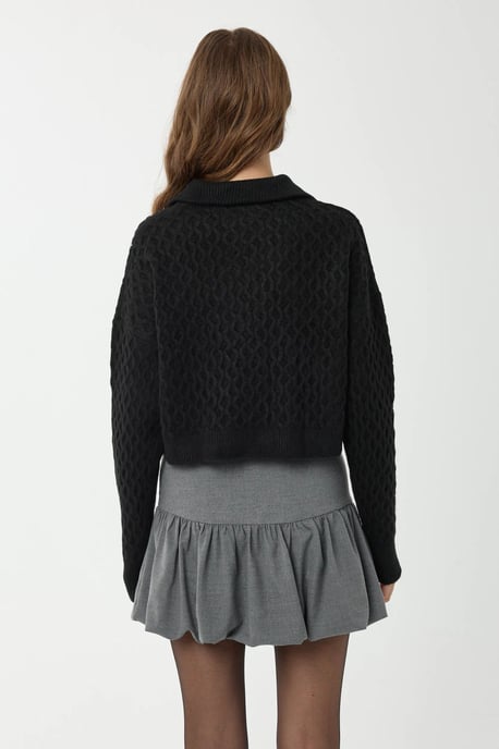 Strickpullover mit strukturiertem Muster und Hemdkragen - Image 5