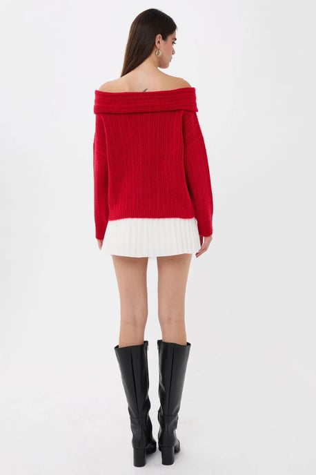 Schulterfreier Strickpullover - Image 5