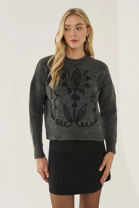 Blumenmuster Rundhals-Pullover - Image 3