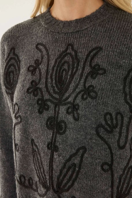 Blumenmuster Rundhals-Pullover - Image 5