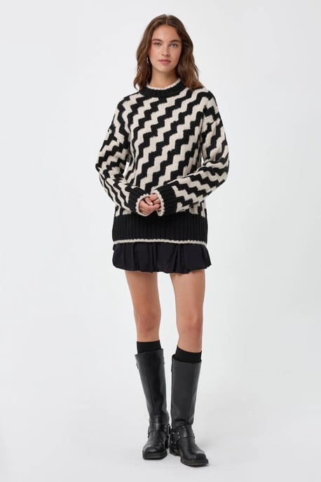 Zickzackmuster Rundhals-Pullover - Image 2