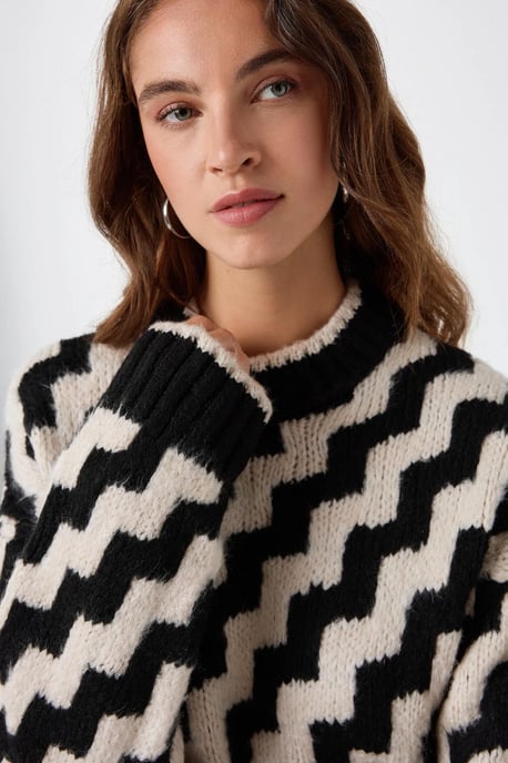 Zickzackmuster Rundhals-Pullover - Image 3