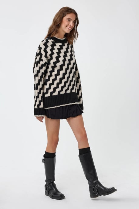 Zickzackmuster Rundhals-Pullover - Image 4