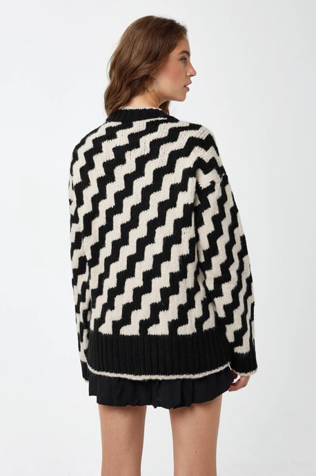 Zickzackmuster Rundhals-Pullover - Image 5