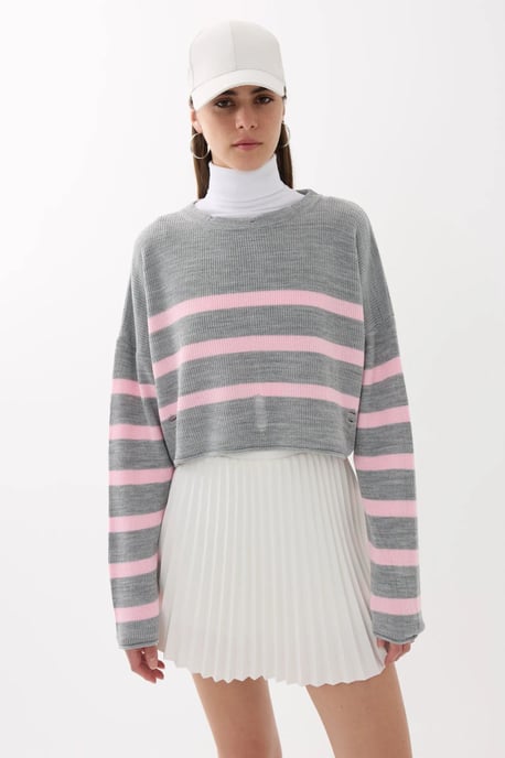 Gestreifter Rundhalsausschnitt-Pullover - Image 1