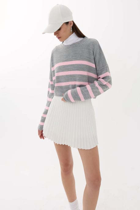 Gestreifter Rundhalsausschnitt-Pullover - Image 4