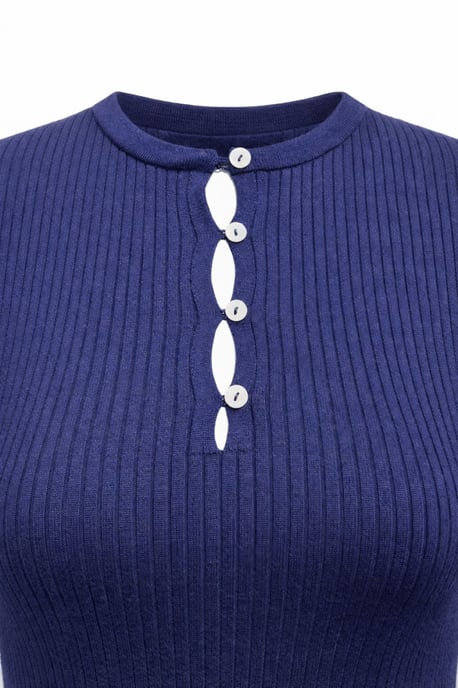 Knopf Detail Rundhals Pullover - Image 2