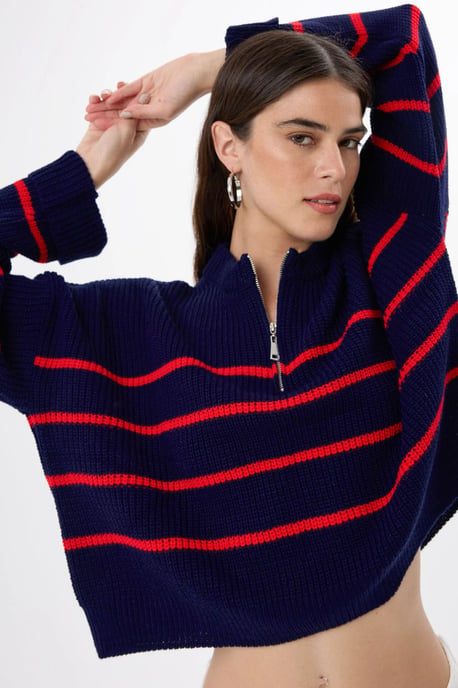 Gestreifter Zip-Pullover - Image 2