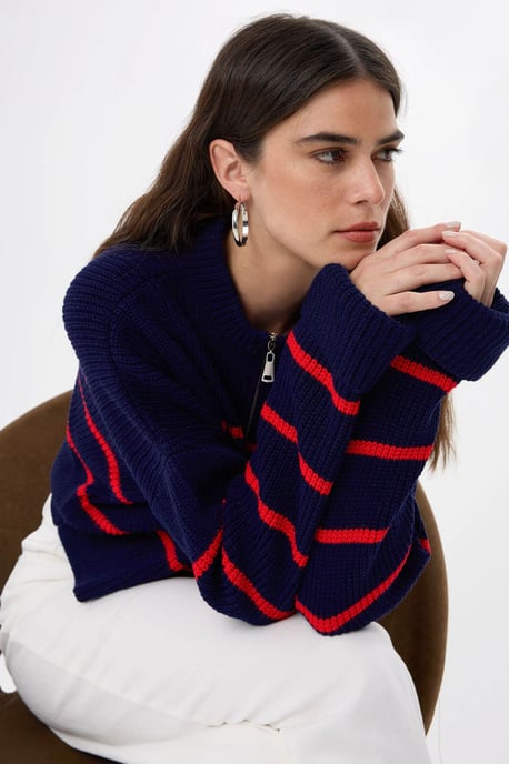 Gestreifter Zip-Pullover - Image 3