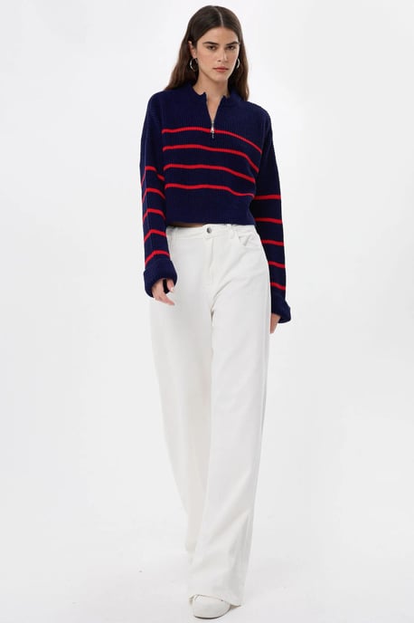Gestreifter Zip-Pullover - Image 4
