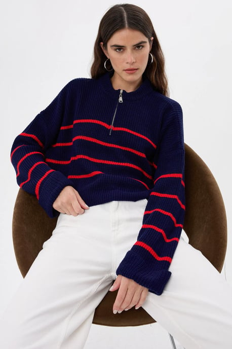 Gestreifter Zip-Pullover - Image 5