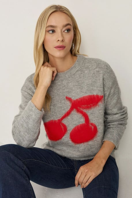 Lässiger Pullover mit Kirschdetail - Image 2
