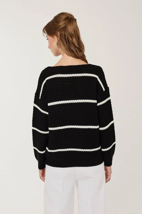 Lässiger, gestreifter Strickpullover - Image 5