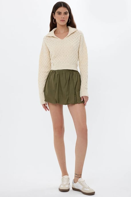 Strukturierter Strickpullover mit Hemdkragen - Image 2