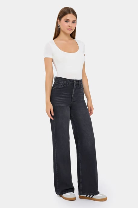 Hochtaillierte Weitbein-Jeans - Image 3