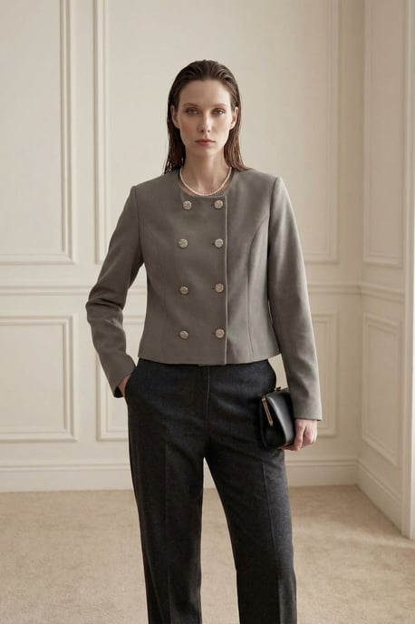 Maßgeschneiderte Kurzjacke aus Tweed mit Knopfleiste - Image 1
