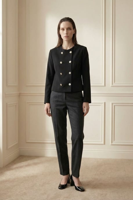 Maßgeschneiderte kurzärmliche Jacke aus Tweed mit Knöpfen - Image 3