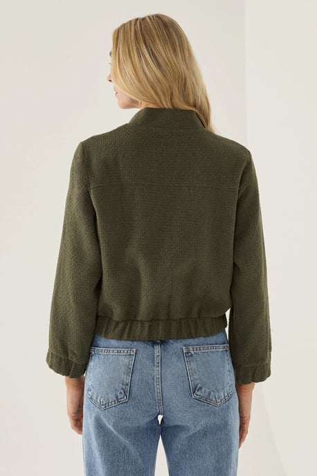Tweed Rundhalsjacke mit Taschendetails - Image 4