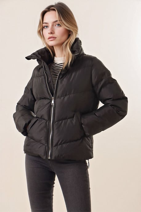 Dicker Reißverschluss-Kragen Pufferjacke - Image 1