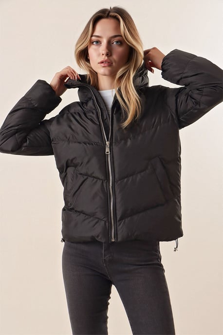 Dicker Reißverschluss-Kragen Pufferjacke - Image 2