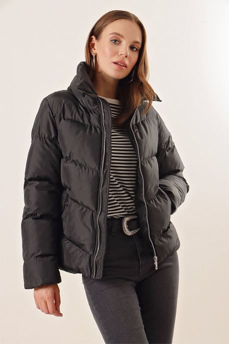 Dicker Reißverschluss-Kragen Pufferjacke - Image 3