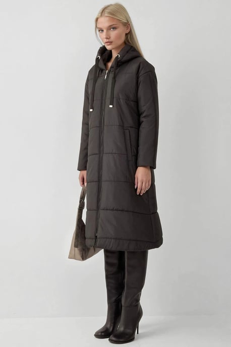 Langer Kapuzen-Puffer-Daunenmantel - Image 3
