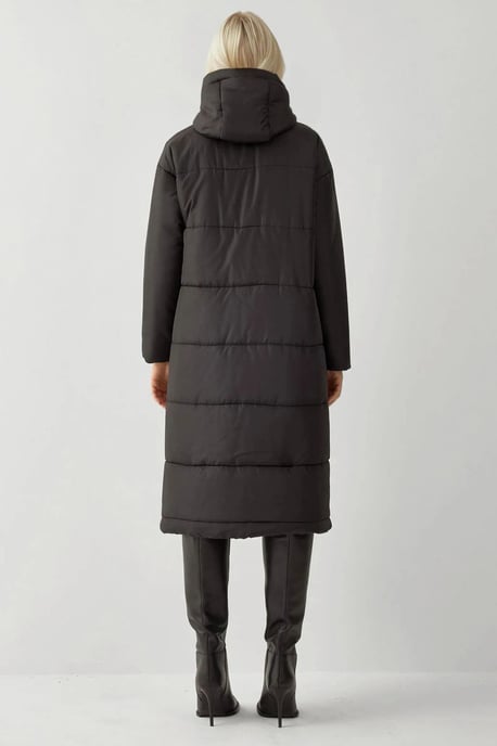 Langer Kapuzen-Puffer-Daunenmantel - Image 4