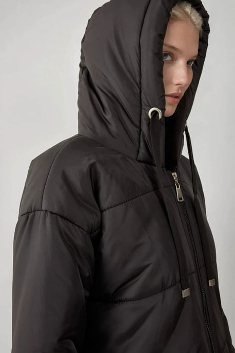 Langer Kapuzen-Puffer-Daunenmantel - Image 5