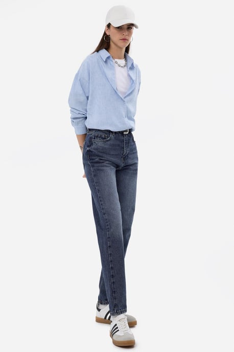 Hochtaillierte Mom-Fit Denim Jeans - Image 3