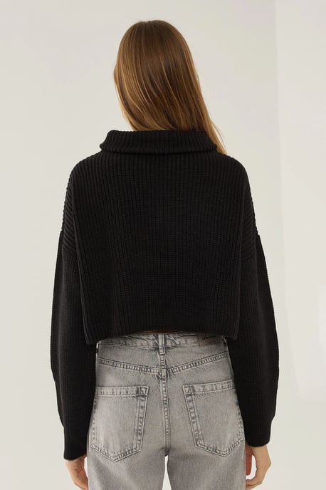 Reißverschluss-Kragen-Croptop-Pullover - Image 5