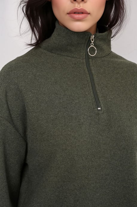 Entspannt geschnittenes Crop-Sweatshirt mit Reißverschlusskragen - Image 4