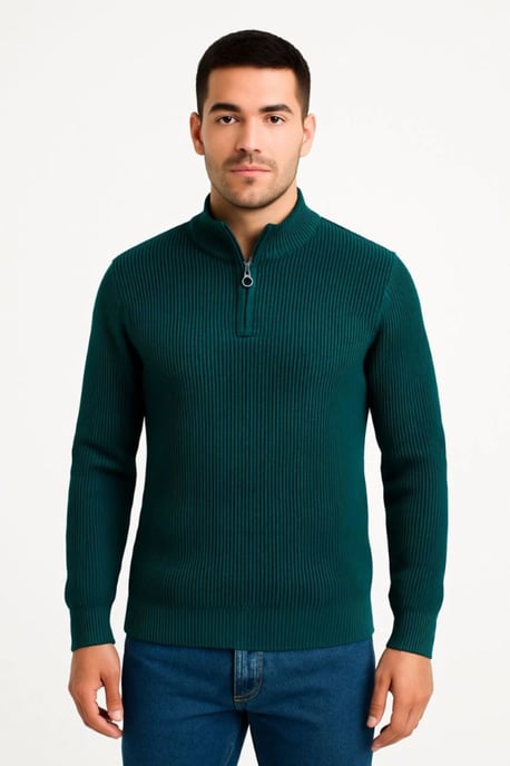 Herren Halbhochkragen Reißverschluss Pullover - Image 3