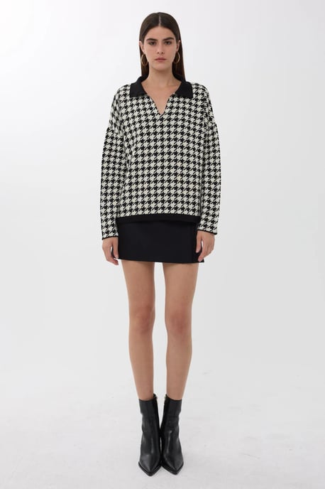Polo-Kragen Krampen-Muster Pullover - Image 1