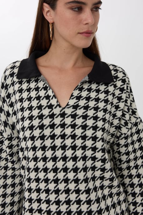 Polo-Kragen Krampen-Muster Pullover - Image 3