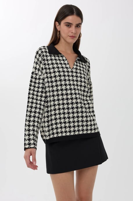 Polo-Kragen Krampen-Muster Pullover - Image 4