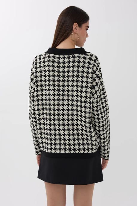 Polo-Kragen Krampen-Muster Pullover - Image 5