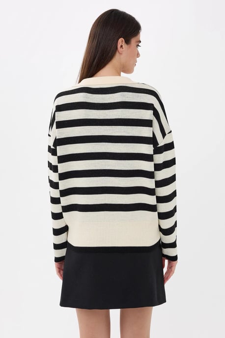 Gestreifter Polokragen-Strickpullover - Image 5