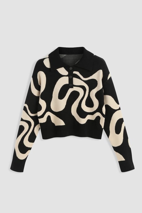 Polo-Kragen Jacquard-Strickpullover - Image 1