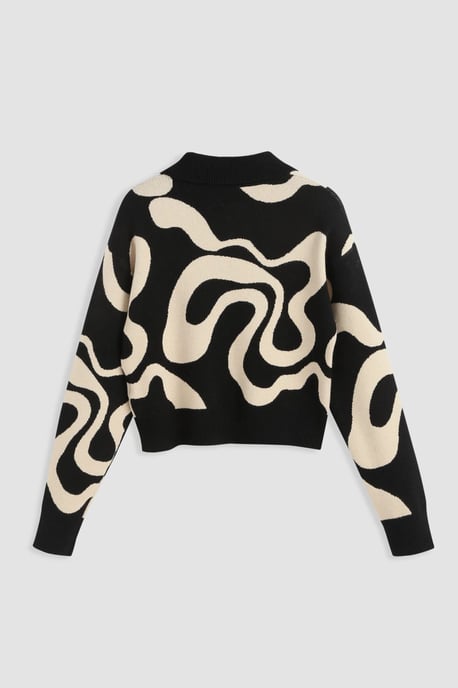 Polo-Kragen Jacquard-Strickpullover - Image 2