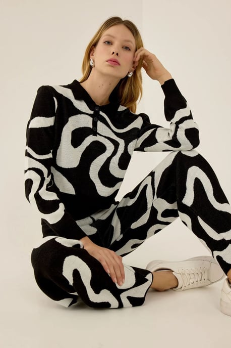 Polo-Kragen Jacquard-Strickpullover - Image 3