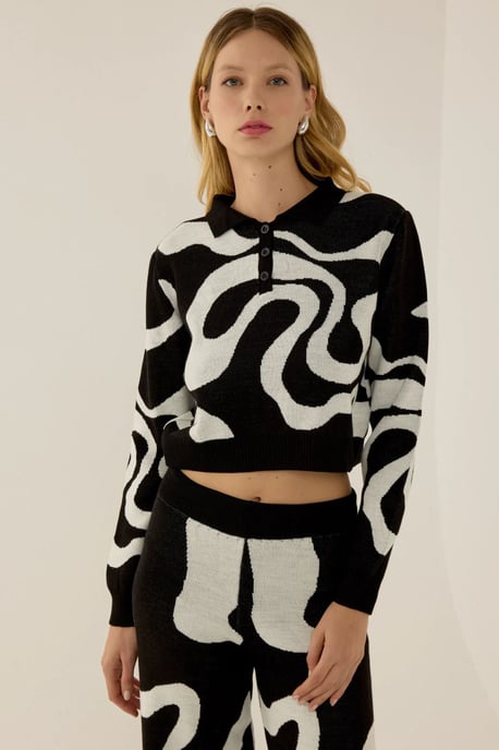 Polo-Kragen Jacquard-Strickpullover - Image 5