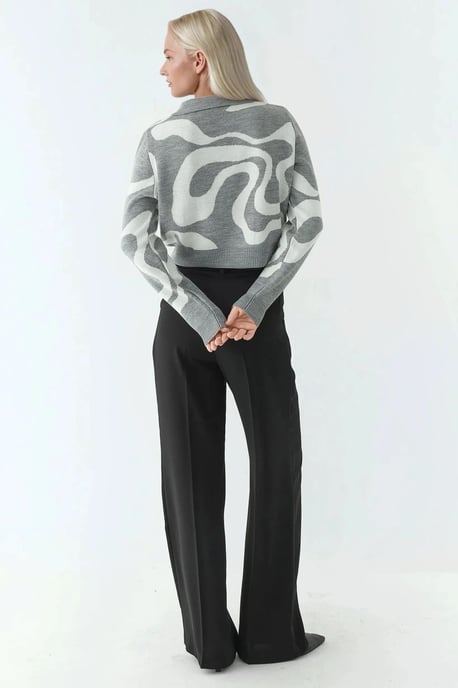 Polo-Kragen Jacquard Strickpullover - Image 3