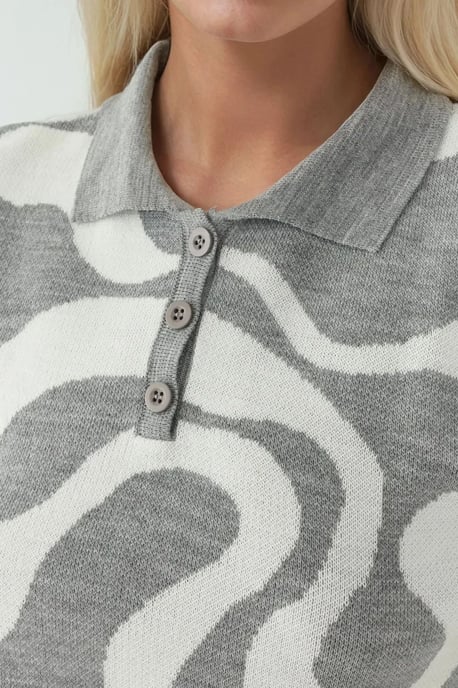 Polo-Kragen Jacquard Strickpullover - Image 4