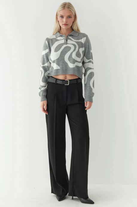 Polo-Kragen Jacquard Strickpullover - Image 5