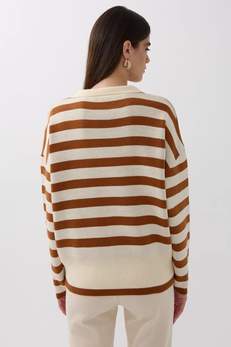 Gestreifter Polokragen-Strickpullover - Image 5